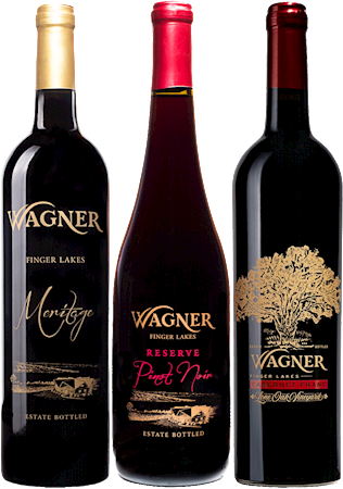 3 Bottle collection of dry reds. One bottle each of Meritage, Reserve Pinot Noir, and Cabernet Franc Lone Oak Vineyard MAIN