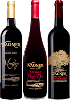 3 Bottle collection of dry reds. One bottle each of Meritage, Reserve Pinot Noir, and Cabernet Franc Lone Oak Vineyard THUMBNAIL