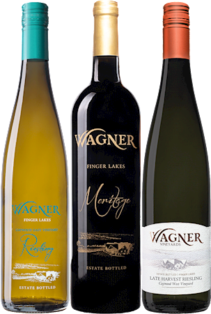 One bottle each of Riesling Caywood East Vineyard, Meritage, and Riesling Late Harvest MAIN