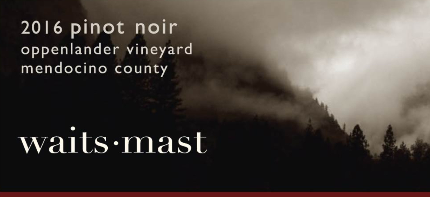 2016 Waits-Mast Pinot Noir, Oppenlander Vineyard, Mendocino County THUMBNAIL