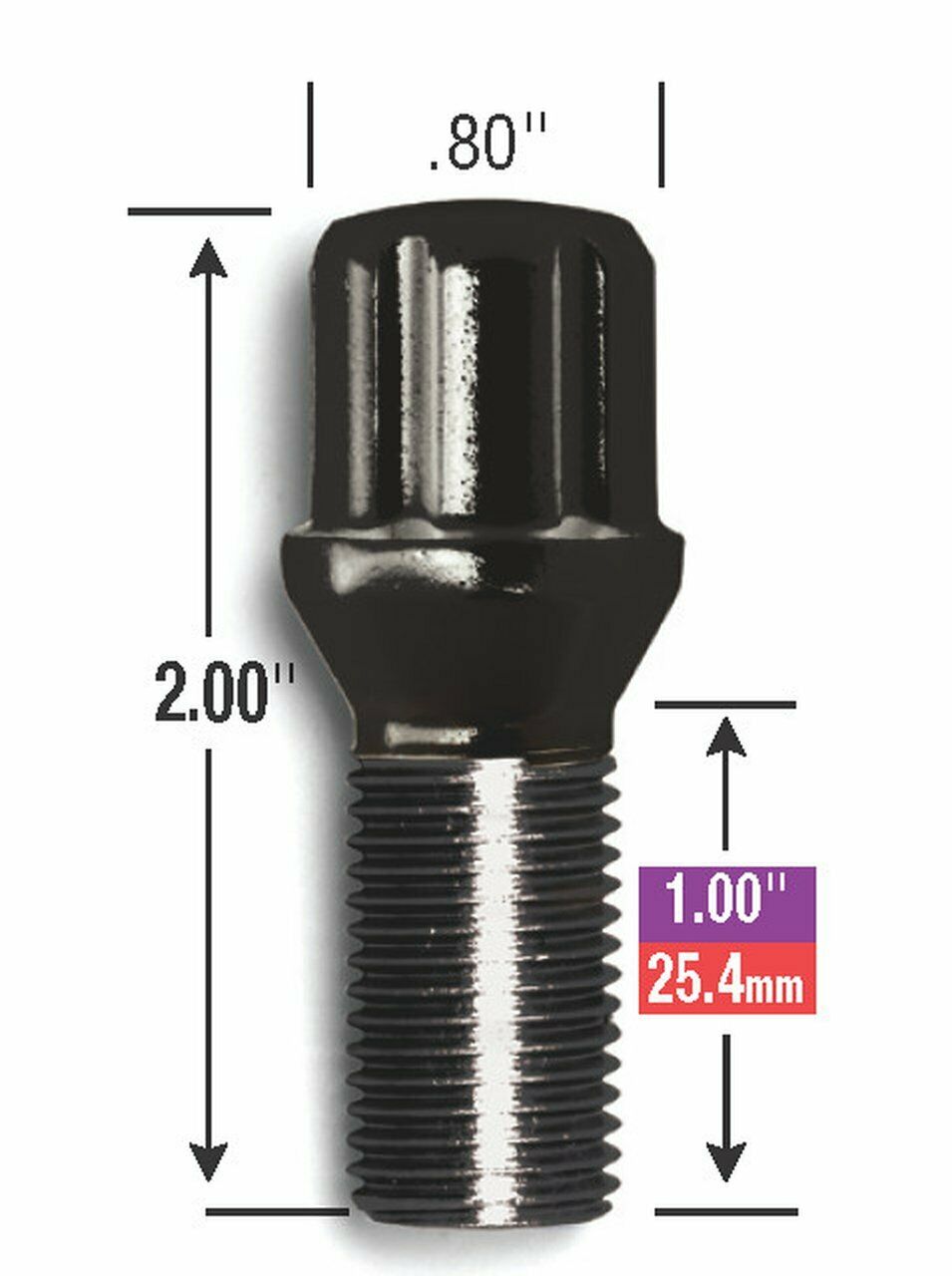 14x1.5 Lug Bolt-Black THUMBNAIL