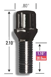 12x1.25mm Lug Bolt-Black THUMBNAIL