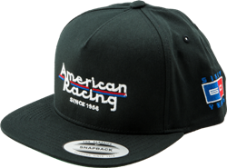 AMERICAN RACING LOGO SNAPBACK "FLAT BILL" HAT - RED OR BLACK SWATCH