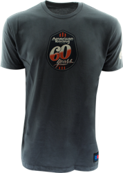 AMERICAN RACING 60 YEARS "RETRO" TSHIRT - LT. GREY OR CHARCOAL SWATCH