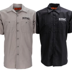 SHOP: KMC WHEELS APPAREL RED KAP BUTTON UP SHIRT THUMBNAIL