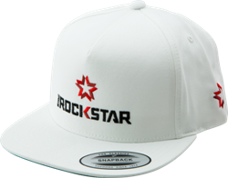 XD SERIES ROCKSTAR LOGO SNAPBACK "FLAT BILL" HAT - WHITE OR BLACK SWATCH