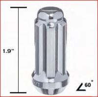 LONG CHROME 6 SPLINE CLOSED END LUG NUT THUMBNAIL