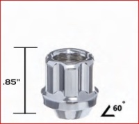 CHROME 6 SPLINE OPEN END LUG NUT MAIN