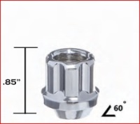 CHROME 6 SPLINE OPEN END LUG NUT THUMBNAIL