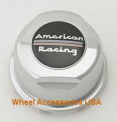 AMERICAN RACING CHROMED PLASTIC CENTER CAP BLACK LOGO MAIN
