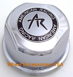 AMERICAN RACING CHROMED PLASTIC CENTER CAP SILVER LOGO MAIN